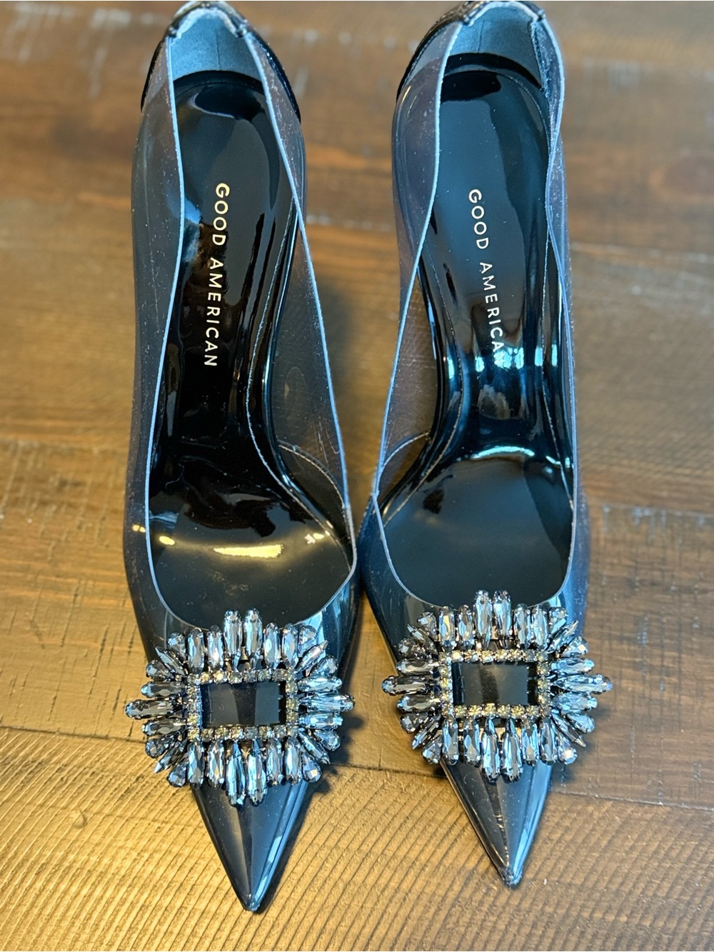 Black Patent Good American “Cinder F*cking Rella” Heels - Picture 5 of 5